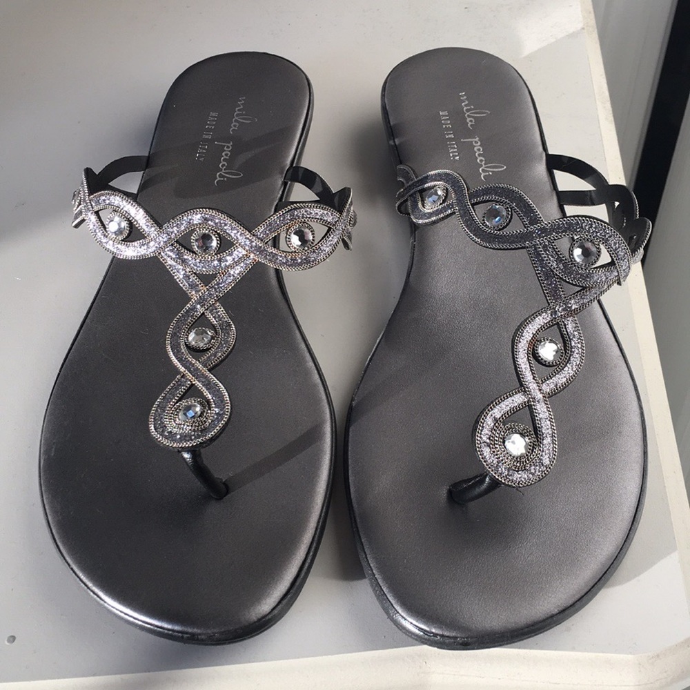 Silver Flip Flop Sandals